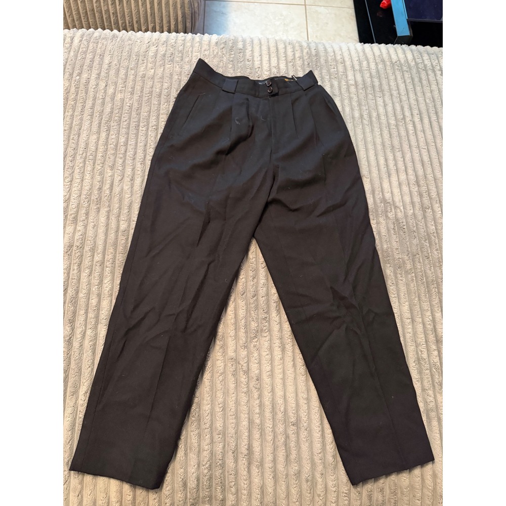 Giorgio Sant'Angelo Vintage Black 100% Pure Wool Pleated High Waist Pants 12
